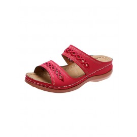 Retro Style Hollow Out Circular Embroidery Foot Casual Slippers